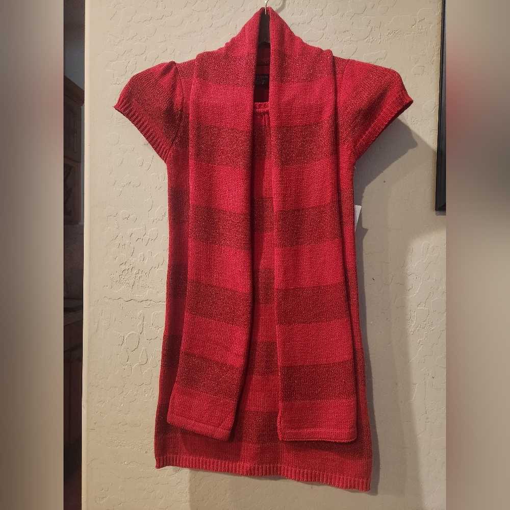 NWT Faded Glory Sparkly Red Girl's Sweater Dress w/ matching scarf. Size 7/8!!